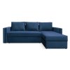 Угловой диван Лунден Синий велюр