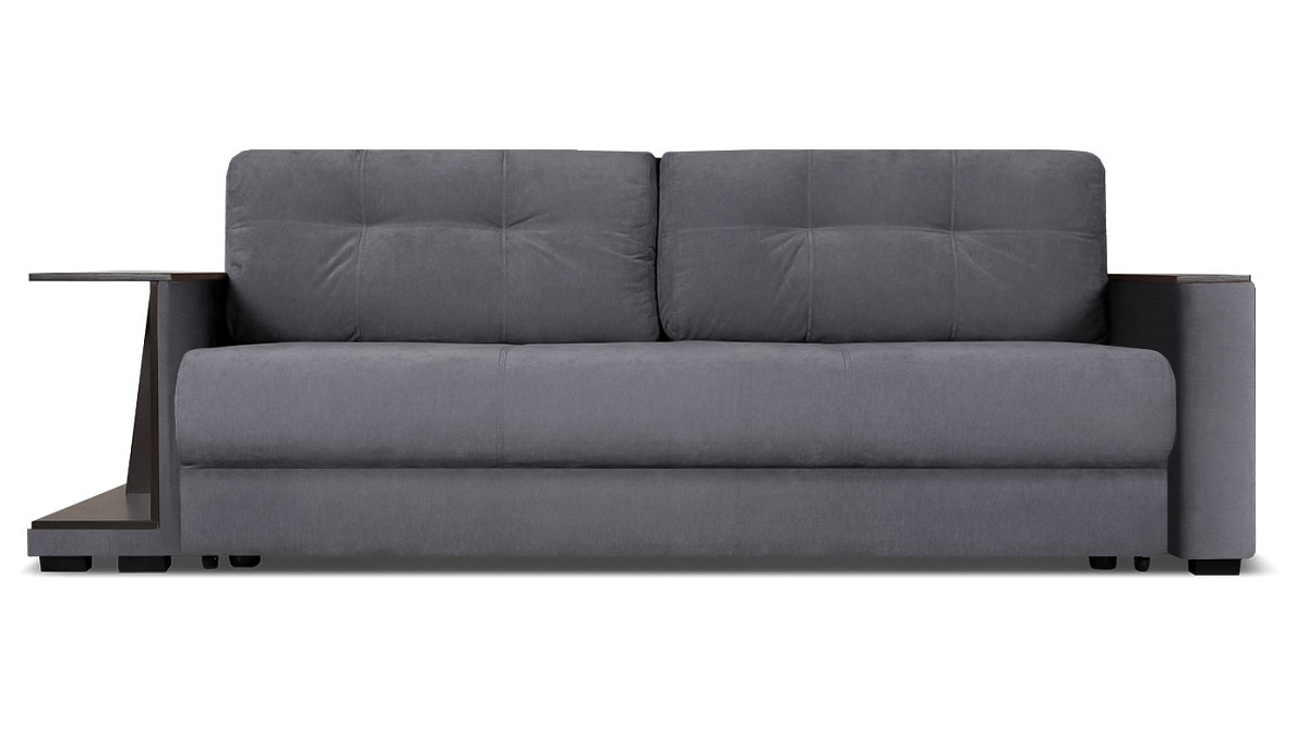 Прямой диван Анкона А со столиком Темно серый велюр