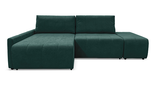 Угловой диван Оникс с пуфом  Зеленый велюр