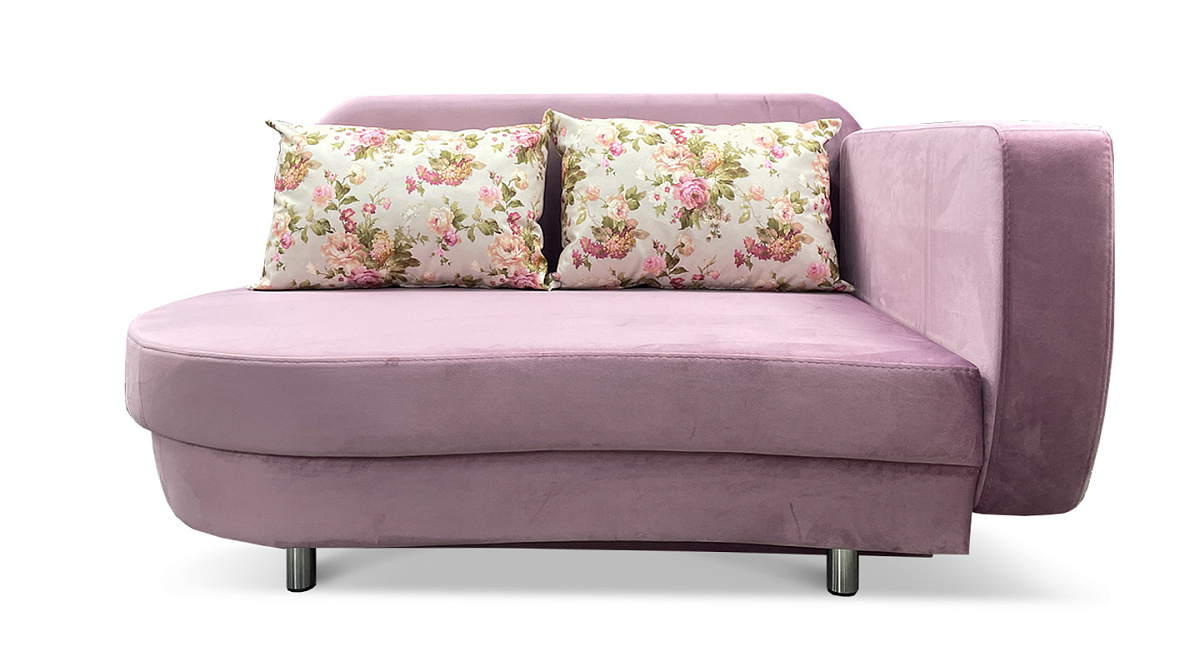 Прямой диван-тахта Бали Розовый велюр