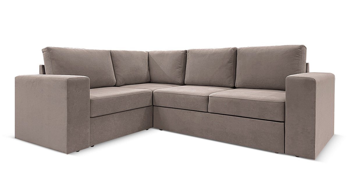 Угловой диван Лемвиг Бежевый Велюр