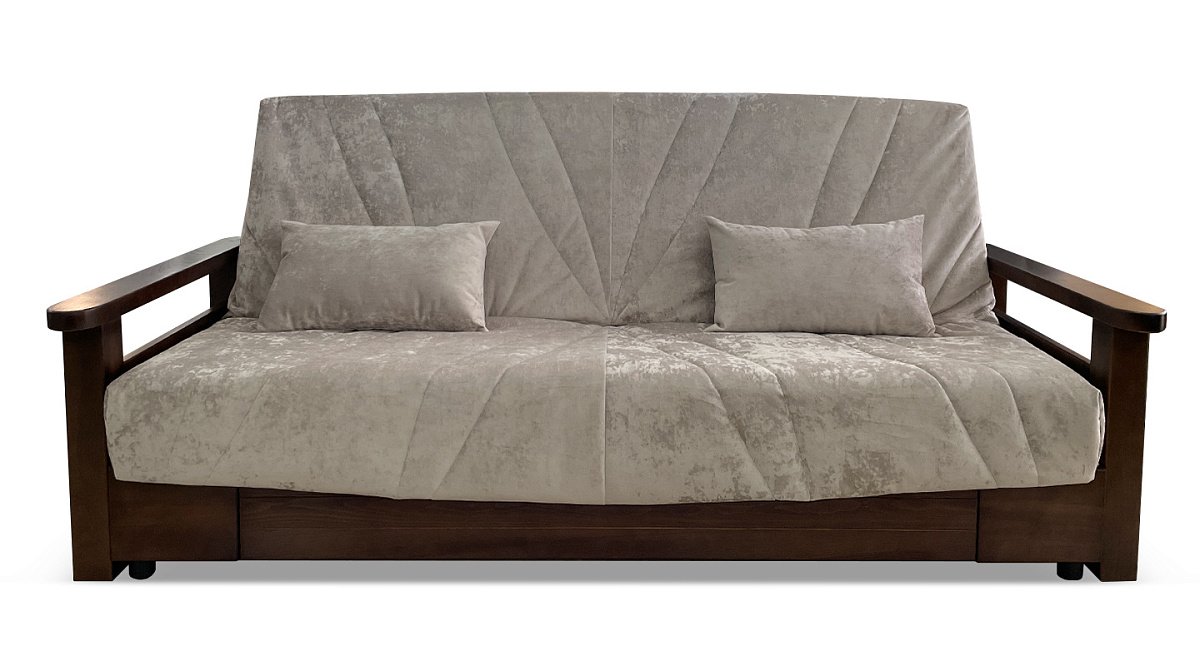 Прямой диван Лонсет Бежево серый велюр