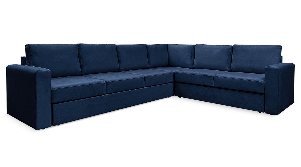Угловой диван Шелл Синий велюр