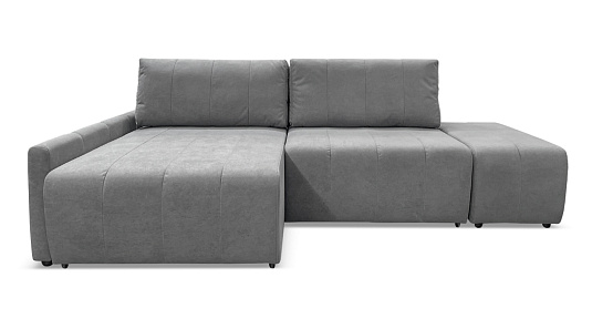Угловой диван Оникс с пуфом Серый велюр